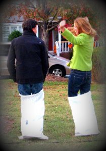 And we're going old school (2012), from back in the day when I could gleefully beat my husband at a sack race. (Or did he let me win?!?!)