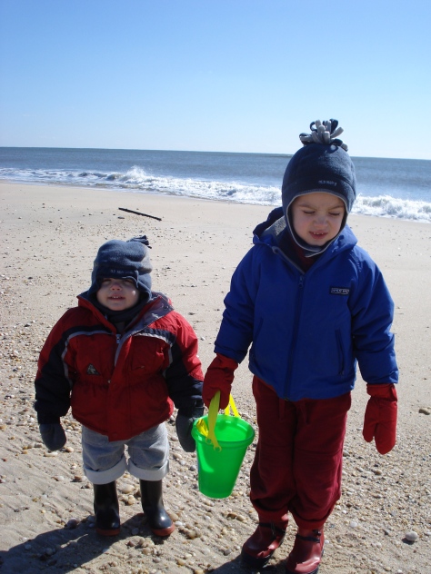 For all you blizzard-dwellers:  We DID vacation in the Hamptons once... but it was in February.  Here are the boys 7 years ago this month!